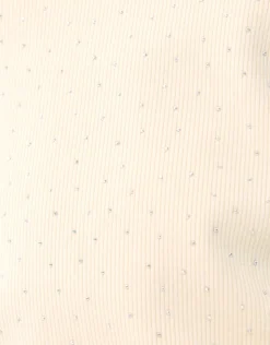Strass Longsleeve Top Gebroken Wit