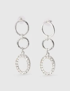 Strass Oval Oorbellen Zilver