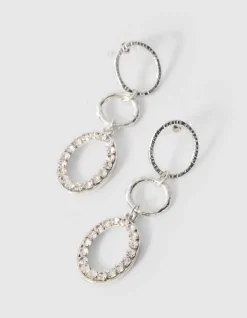 Strass Oval Oorbellen Zilver