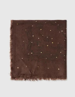 Strass Paisley Sjaal Donkerbruin