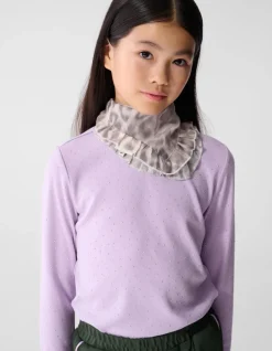 Strass Rib Longsleeve Top Lichtpaars