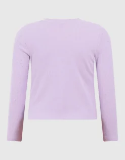 Strass Rib Longsleeve Top Lichtpaars