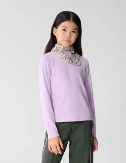 Strass Rib Longsleeve Top Lichtpaars