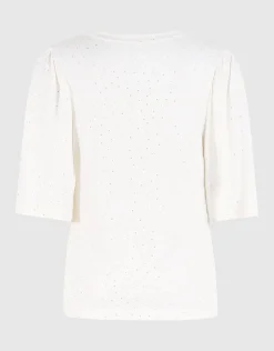 Strass Ruffle Top Gebroken Wit