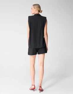 Strass Stripe Blouse Zwart
