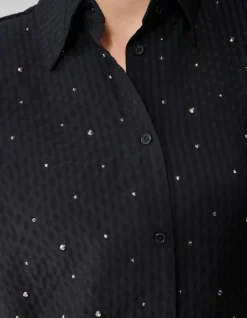 Strass Stripe Blouse Zwart