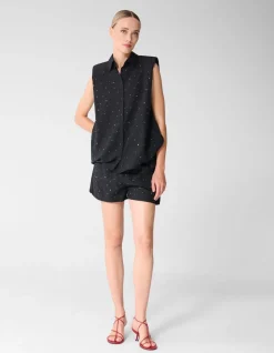 Strass Stripe Short Zwart