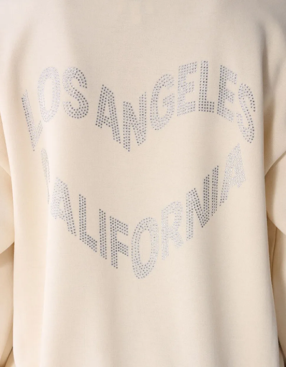 Strass Tekst Sweater Gebroken Wit