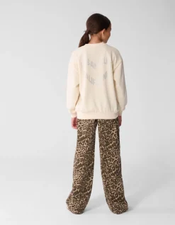 Strass Tekst Sweater Gebroken Wit