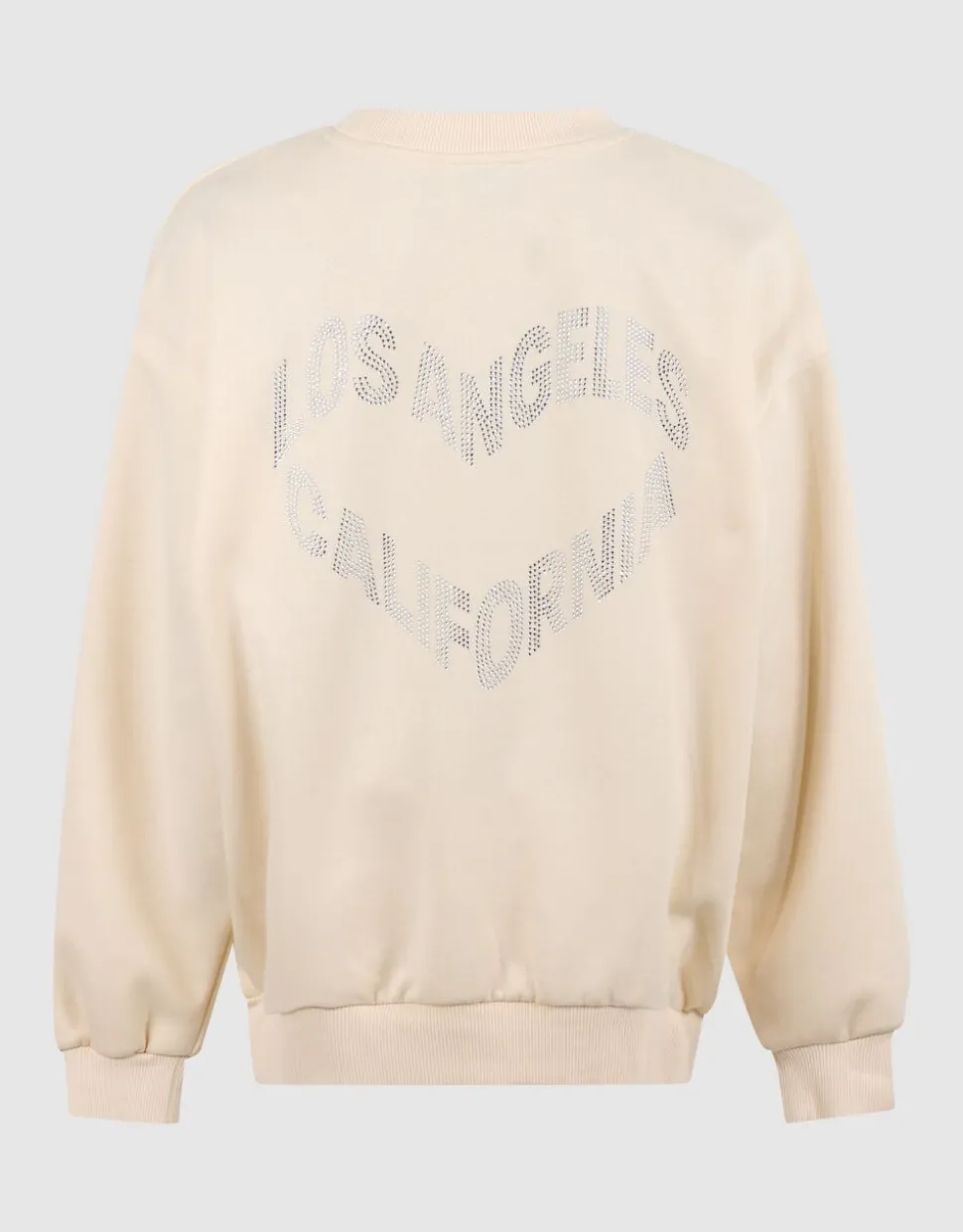 Strass Tekst Sweater Gebroken Wit