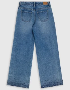 Strass Ultra Wide Leg Fit Jeans Blauw
