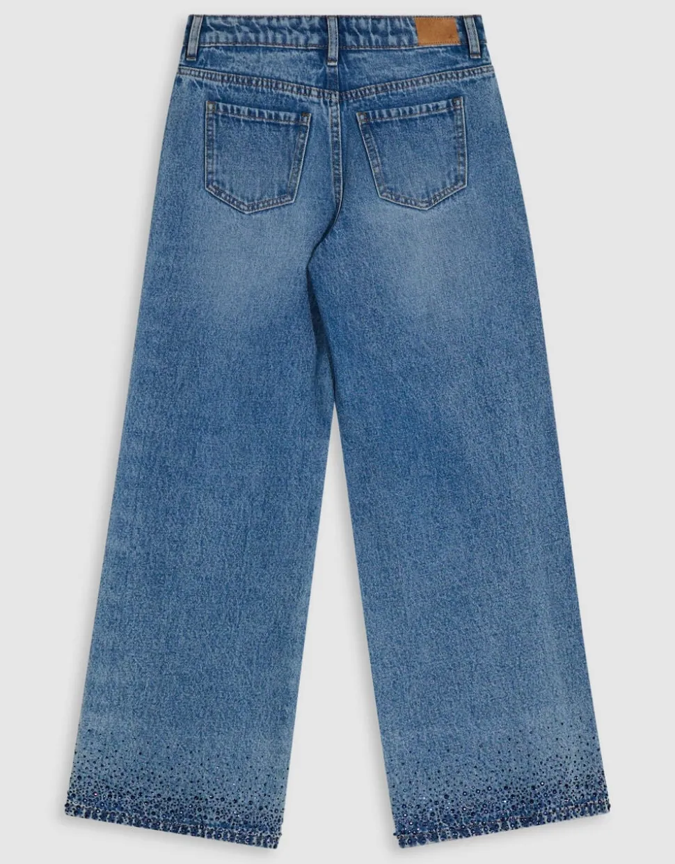 Strass Ultra Wide Leg Fit Jeans Blauw