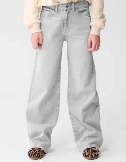 Strass Wide Leg Fit Jeans Lichtgrijs