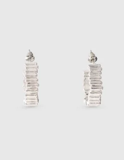 Striped Hoop Oorbellen Zilver