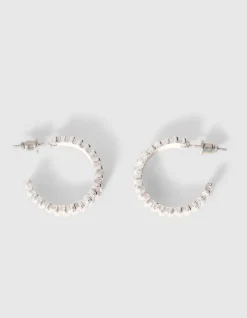 Striped Hoop Oorbellen Zilver