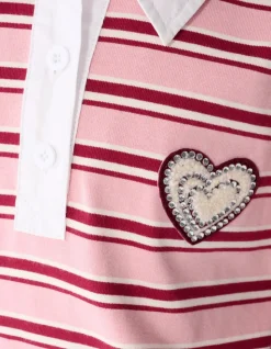 Striped Longsleeve Polo Rood/Roze