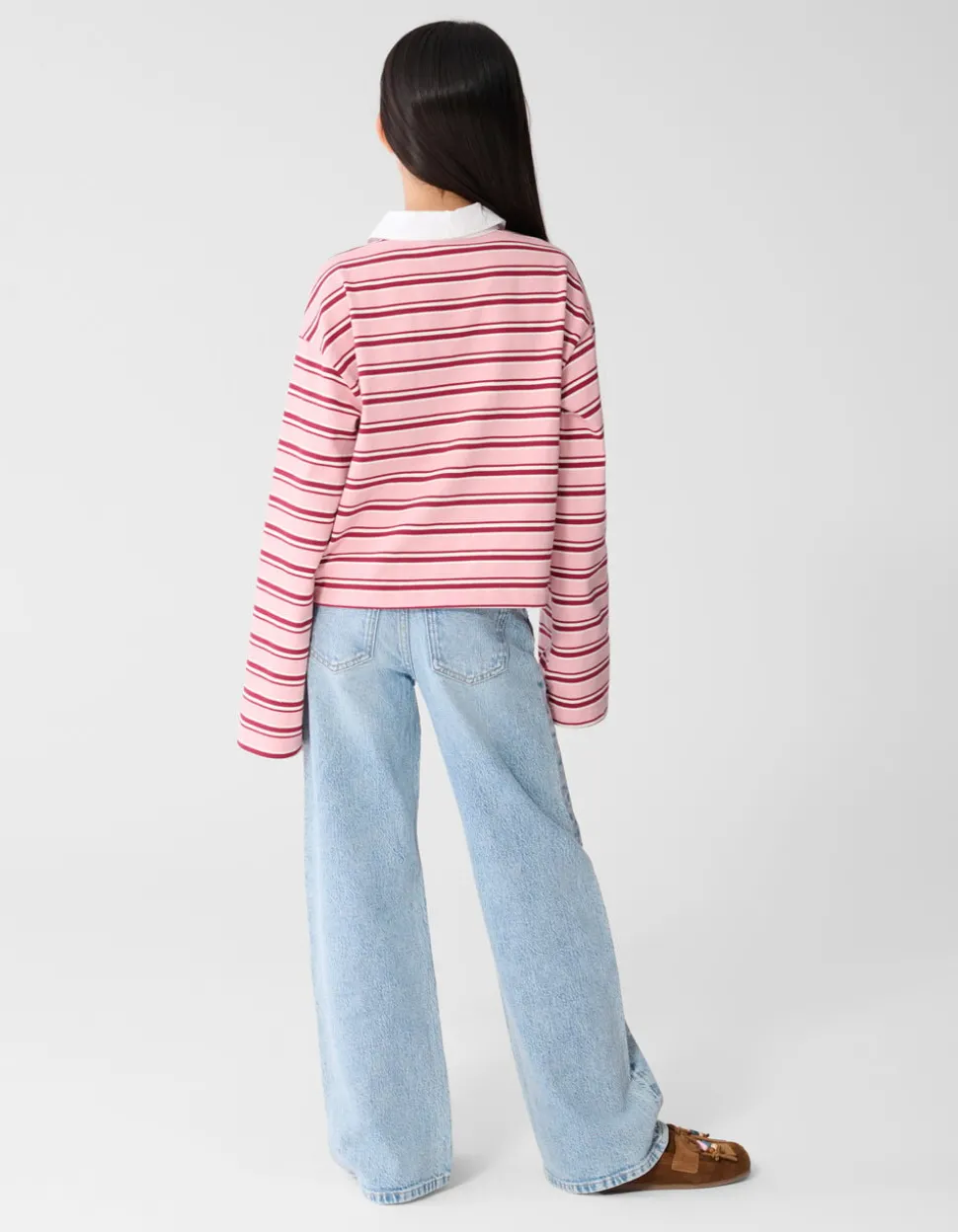 Striped Longsleeve Polo Rood/Roze