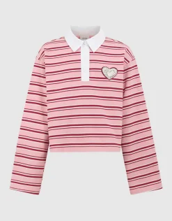 Striped Longsleeve Polo Rood/Roze
