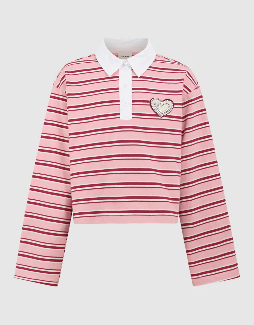 Striped Longsleeve Polo Rood/Roze