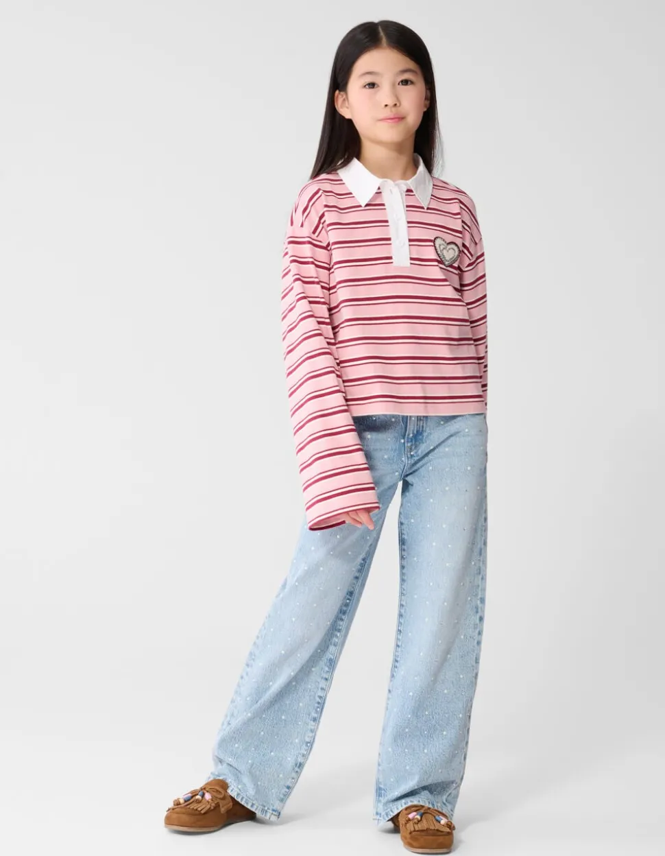 Striped Longsleeve Polo Rood/Roze