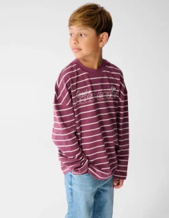 Striped Longsleeve T-shirt Donkerrood