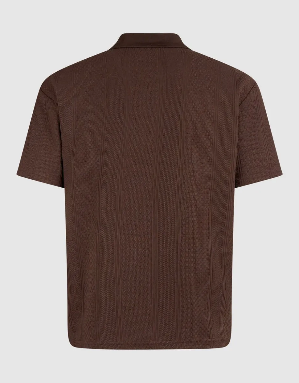 Stripe Structuur Zip Polo Donkerbruin