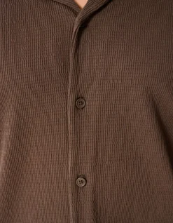 Structuur Overshirt Donkerbruin