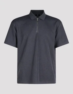 Structuur Zipper Polo Donkerblauw
