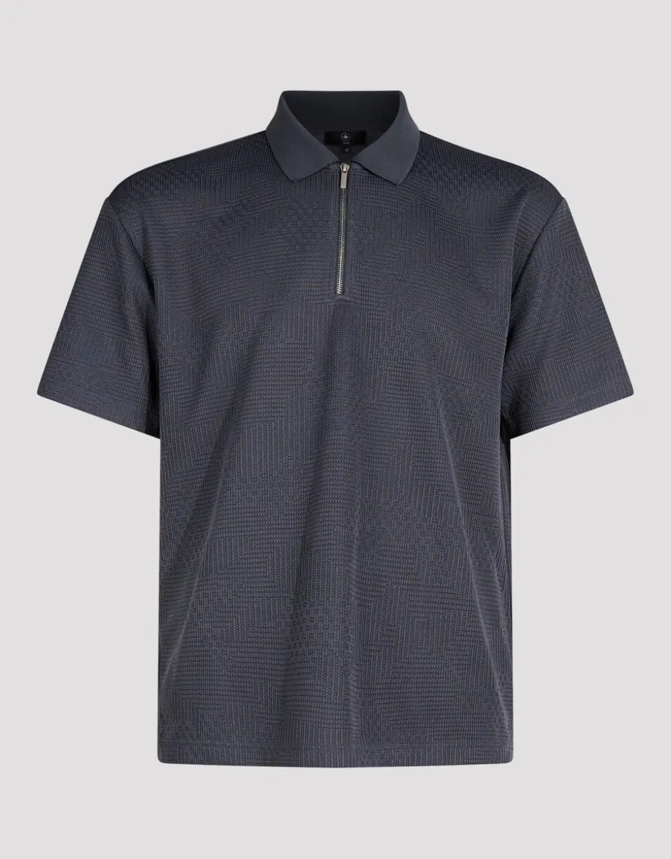 Structuur Zipper Polo Donkerblauw