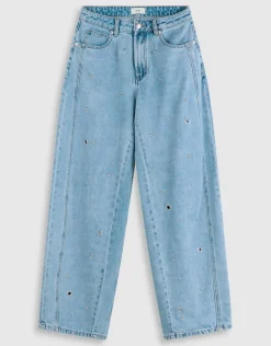 Studded Baggy Fit Jeans Blauw