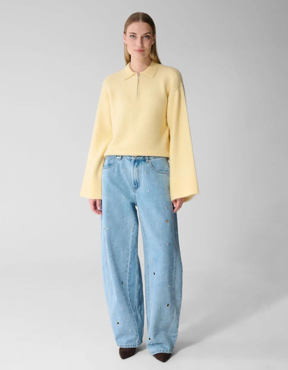 Studded Baggy Fit Jeans Blauw