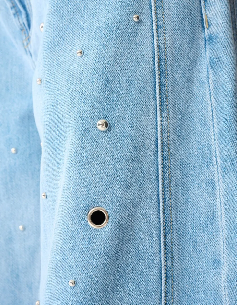 Studded Baggy Fit Jeans Blauw