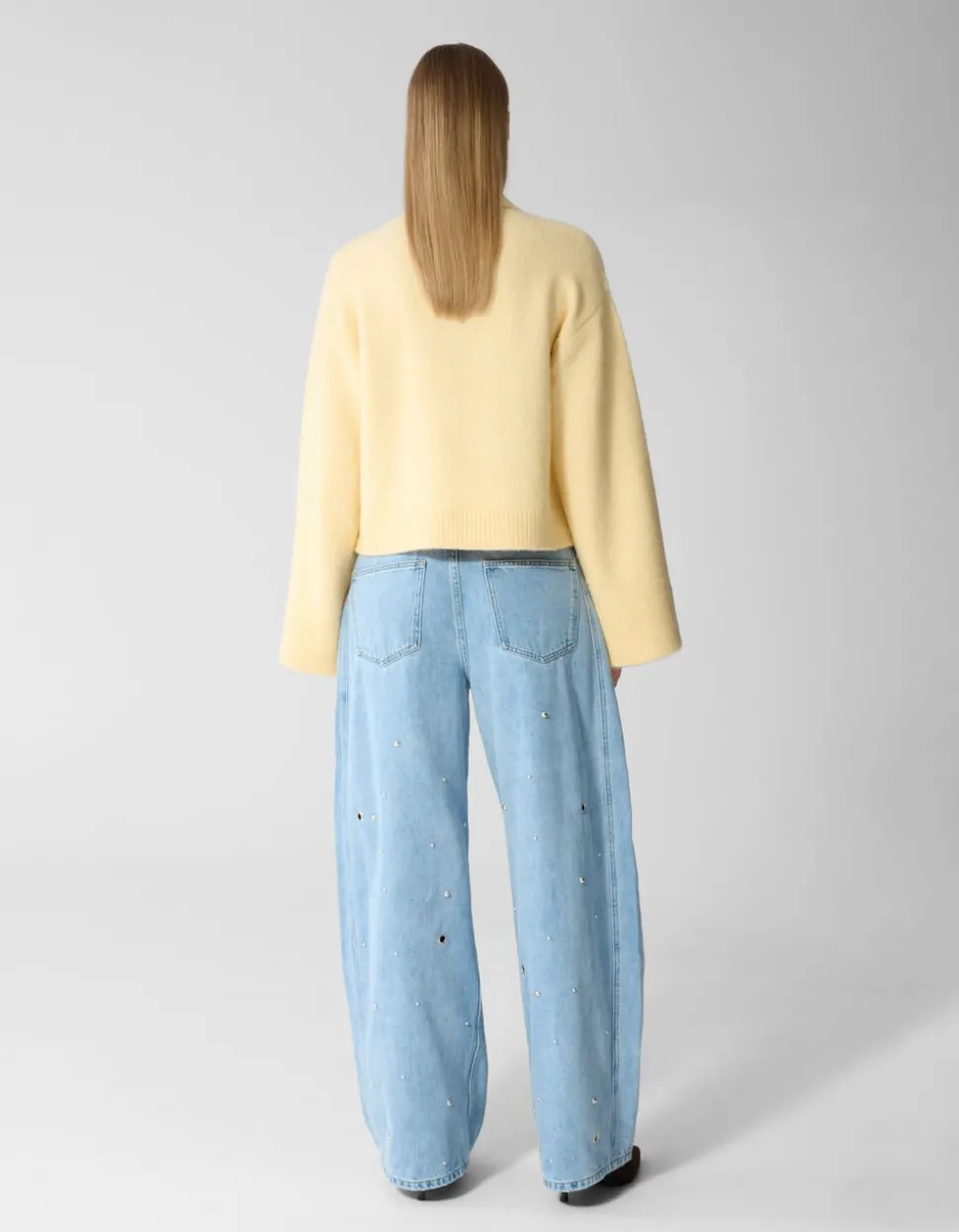Studded Baggy Fit Jeans Blauw
