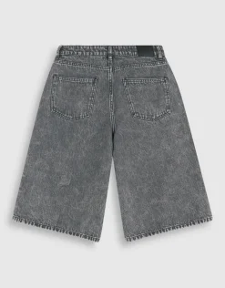 Studded Denim Jort Grijs
