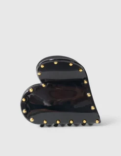 Studded Heart Haarclip Zwart