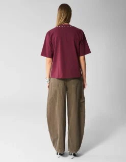 Studded T-shirt Donkerrood
