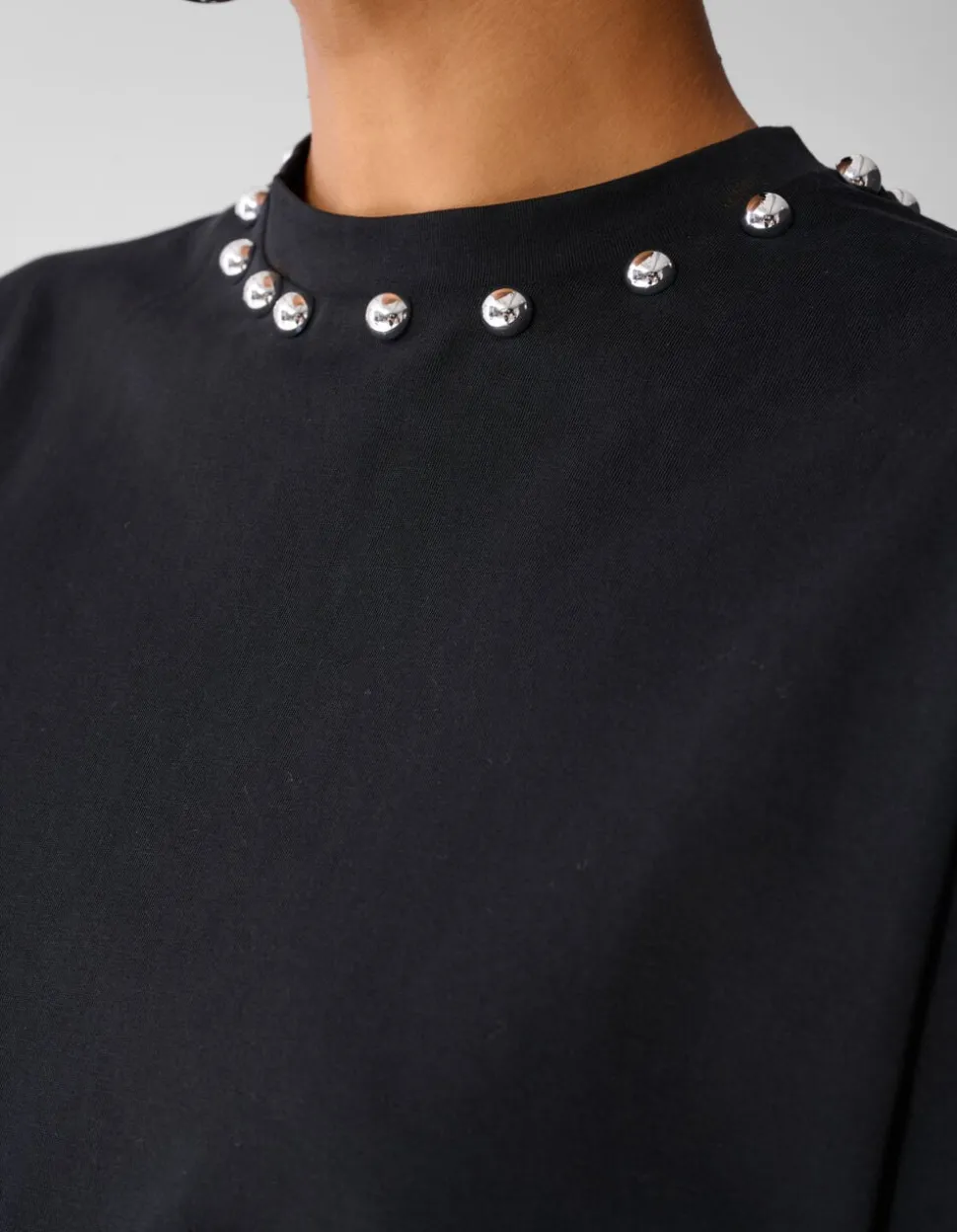 Studded T-shirt Zwart
