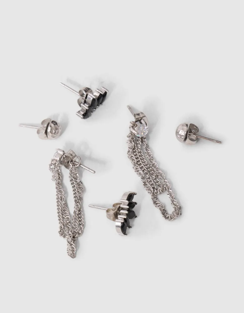 Stud Oorbellen Set Zilver
