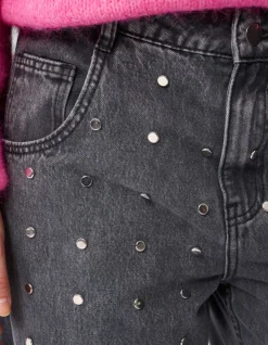 Studs Barrel Fit Jeans Grijs