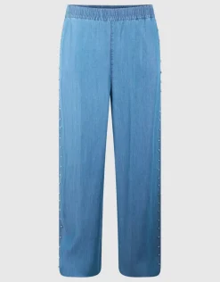 Studs Wide Leg Fit Denim Broek Blauw