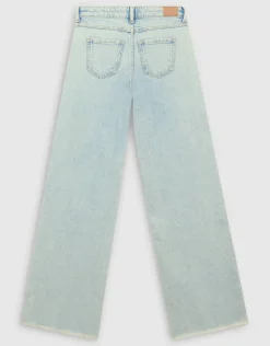 Studs Wide Leg Fit Jeans Bleached