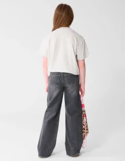 Stud Wide Leg Fit Jeans Donkergrijs