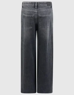 Stud Wide Leg Fit Jeans Donkergrijs
