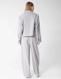 Tapered Pinstripe Blazer Lichtgrijs