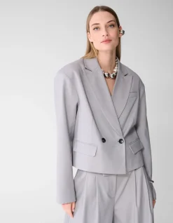 Tapered Pinstripe Blazer Lichtgrijs