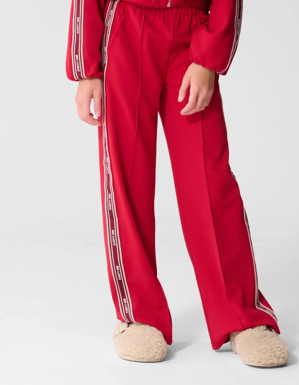 Tape Wide Leg Fit Broek Rood