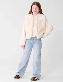 Teddy Mix Gilet Gebroken Wit