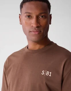 Tekst Print T-shirt Donkerbruin