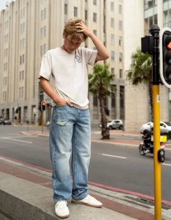 Text Relaxed Fit Jeans Mediumstone