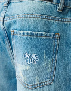 Text Relaxed Fit Jeans Mediumstone